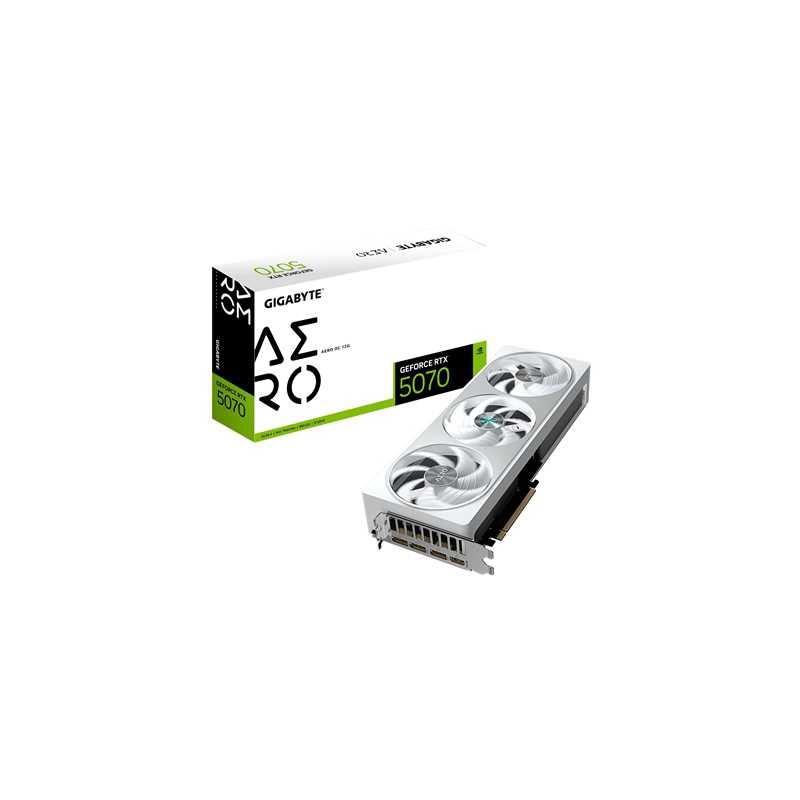 Gigabyte NVIDIA GeForce RTX 5070 AERO OC 12G Graphics Card, 12GB GDDR7, 6144 CUDA Cores, 2625 MHz Core Clock, Triple Fan, White,