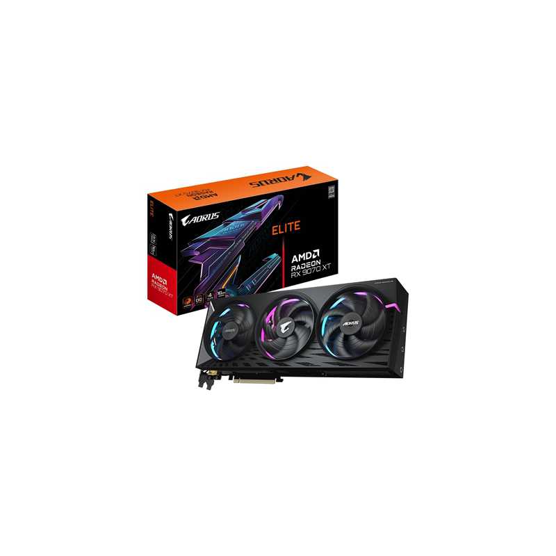 Gigabyte AMD Radeon RX 9070 XT ELITE 16G Graphics Card, 16GB GDDR6, 4096 Streams, TBD MHz Core Clock, Triple Fan, RGB, 2x Displa