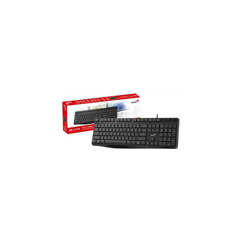 Genius KB-117S Wired AI Copilot Silent Keyboard, USB Plug and Play, 11 Multimedia Function Keys, Full Size UK Layout Design for 