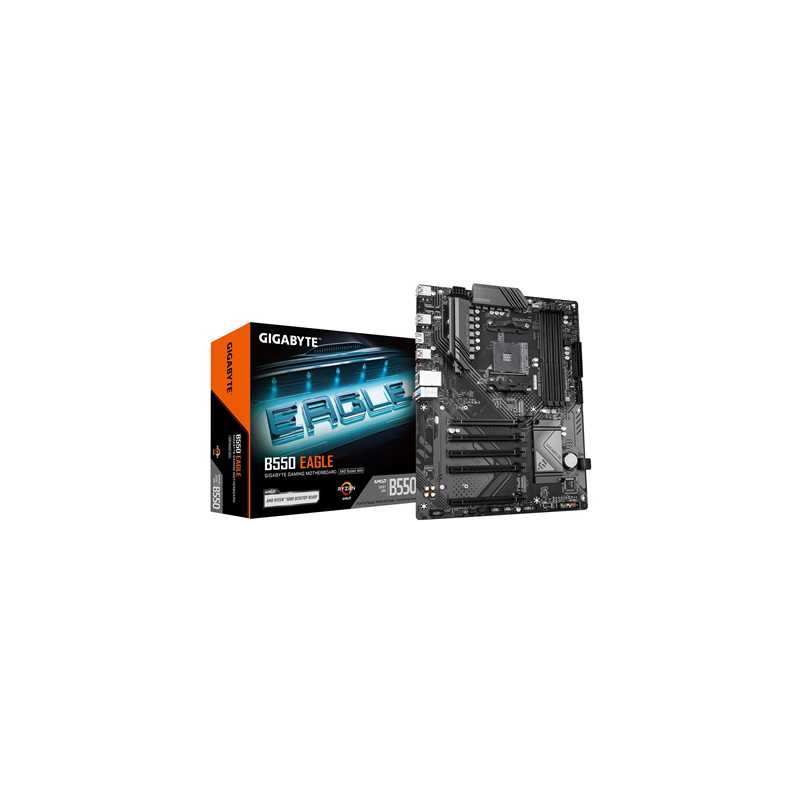 Gigabyte B550 EAGLE AMD AM4 Socket Motherboard, ATX, 4x DDR4 Slots, 2x M.2 Sockets, 2x USB-C Port, GbE LAN, 1x HDMI Port
