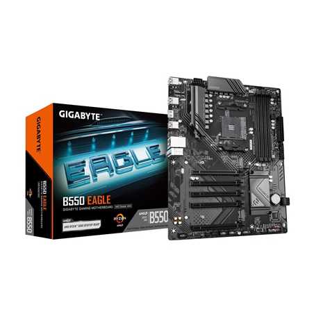 Gigabyte B550 EAGLE AMD AM4 Socket Motherboard, ATX, 4x DDR4 Slots, 2x M.2 Sockets, 2x USB-C Port, GbE LAN, 1x HDMI Port
