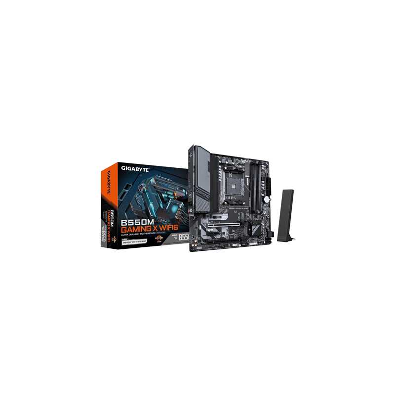 Gigabyte B550M GAMING X WIFI6 AMD AM4 Socket Motherboard, Micro-ATX, 4x DDR4 Slots, 2x M.2 Sockets, 1x USB-C Port, Fitted I/O Sh