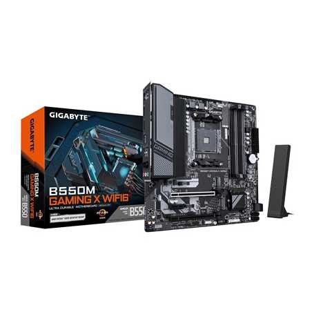 Gigabyte B550M GAMING X WIFI6 AMD AM4 Socket Motherboard, Micro-ATX, 4x DDR4 Slots, 2x M.2 Sockets, 1x USB-C Port, Fitted I/O Sh
