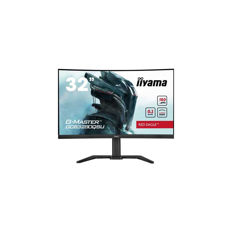 iiyama G-Master GCB3280QSU-B2  Red Eagle 32 Inch Curved Gaming Monitor, Black, 2560x1440, 0.2ms, 180hz, FreeSync, HDMI, Display 