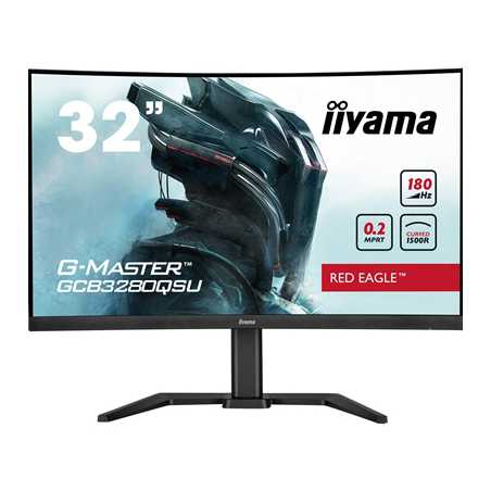 iiyama G-Master GCB3280QSU-B2  Red Eagle 32 Inch Curved Gaming Monitor, Black, 2560x1440, 0.2ms, 180hz, FreeSync, HDMI, Display 