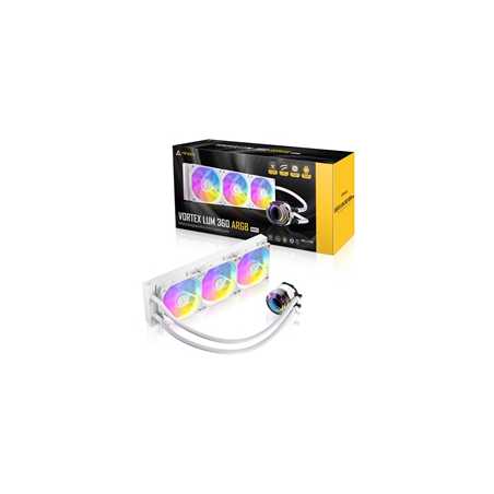 Antec Vortex Lum 360 ARGB White AIO Liquid CPU Cooler – 3 PWM 120mm ARGB Fans, Infinity Mirror Pump Design,AMD/Intel, Ultra-Lo