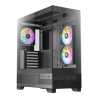 ANTEC CX700 Mid Tower Gaming Case, Black, 270 Full-View Tempered Glass, 3 x 120 mm ARGB PWM Fans, 1 x USB 3.0 / 1 x USB Type-C, 