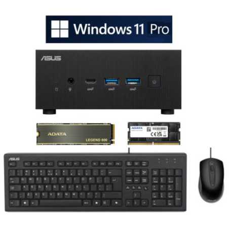 *BUNDLE* Asus Mini PC PN64, i3-1220P, 500GB Gen4 SSD, 16GB DDR5, Asus U2000 KB & Mouse, Windows 11 Pro - Boxed Separately