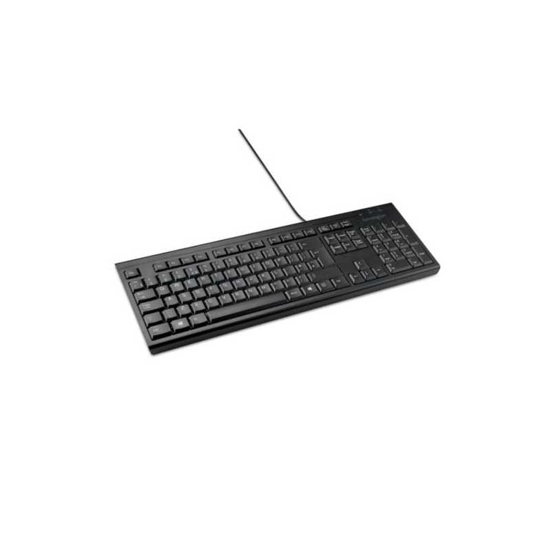 Kensington KB100 EQ Wired USB Keyboard, Tactile Keys, Spill-Proof, Black