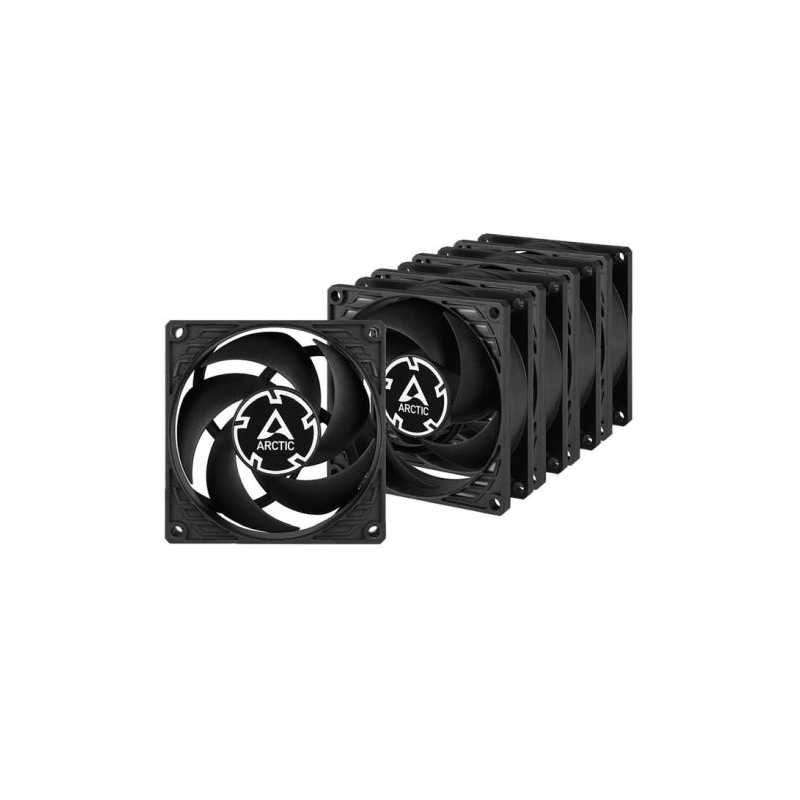 Arctic P8 8cm Pressure Optimised PWM PST Case Fan w/ Cable Splitter (5 Pack), Black, Fluid Dynamic, 200-3000 RPM, Value Pack