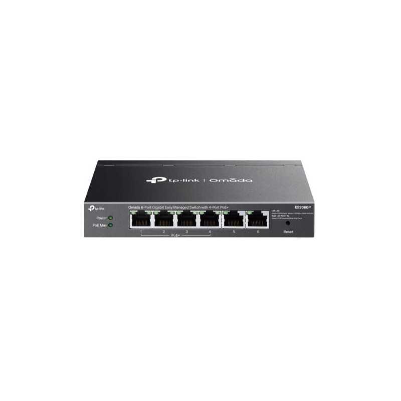 TP-LINK (ES206GP) Omada 6-Port Gigabit Easy Managed Switch with 4-Port PoE+, 6x GB Ports, Metal Casing