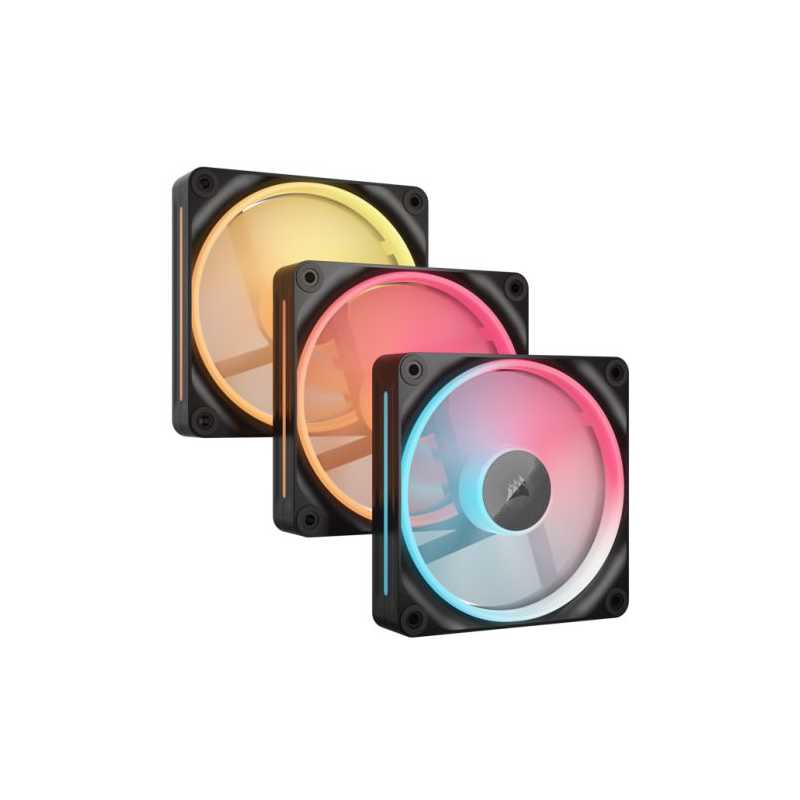 Corsair iCUE LINK LX120-R 12cm PWM Reverse Blade RGB Case Fans (3-Pack), 18 RGB LEDs, Magnetic Dome Bearing, 2400 RPM, iCUE LINK