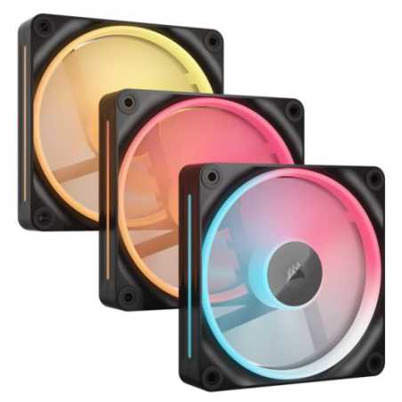 Corsair iCUE LINK LX120-R 12cm PWM Reverse Blade RGB Case Fans (3-Pack), 18 RGB LEDs, Magnetic Dome Bearing, 2400 RPM, iCUE LINK