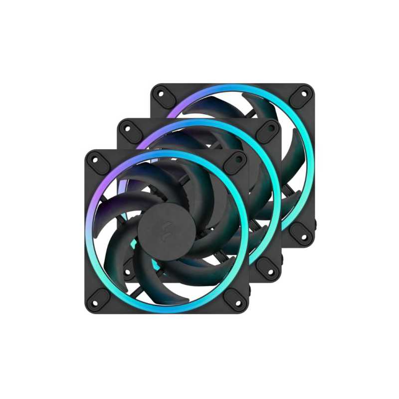 Fractal Design Momentum 12 ARGB 12cm PWM Case Fans (3-Pack), 16 LEDs, FDB Bearing, 350-2200 RPM, 8-pin Connector, Black