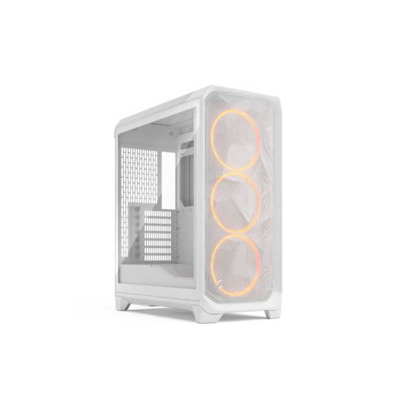 Fractal Design Meshify 3 (White RGB TG Clear) Gaming Case w/ Clear Window, E-ATX, Mesh Front, 3x RGB Fans, USB-C 20Gbps