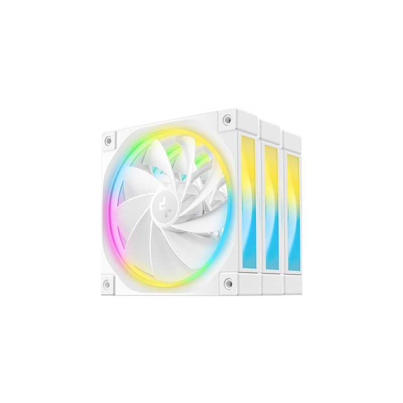 DeepCool FL12 120mm PWM 3 Pack Reverse White Fan - High Performance, Low Noise, Fluid Dynamic Bearing, 36 ARGB LEDs, 500-2150 RP