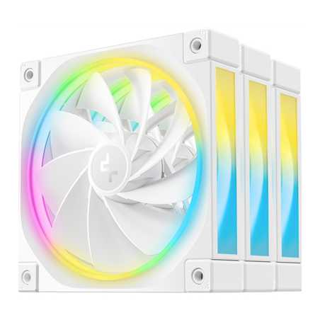 DeepCool FL12 120mm PWM 3 Pack Reverse White Fan - High Performance, Low Noise, Fluid Dynamic Bearing, 36 ARGB LEDs, 500-2150 RP