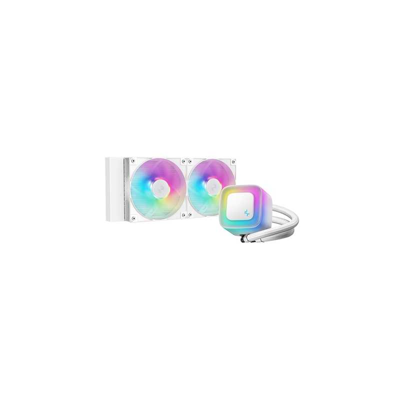 DeepCool LE240 V2 White 240mm Liquid CPU Cooler, Dual 120mm ARGB Fans, Anti-Leak Tech, Quiet Pump, High Performance for Intel & 