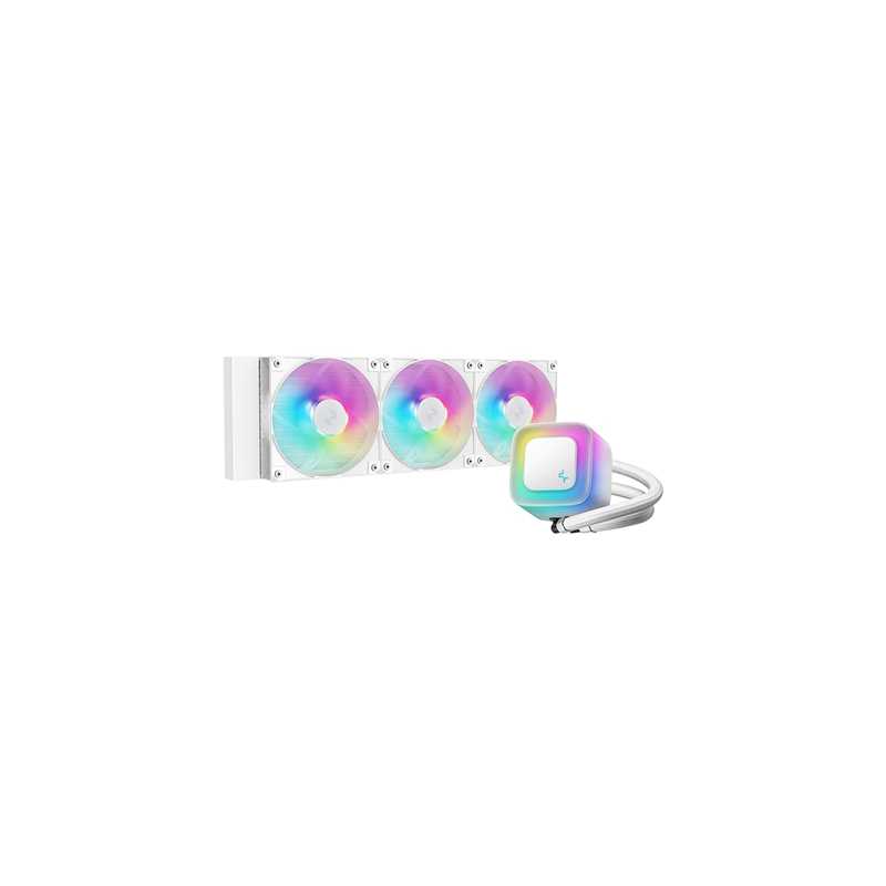 DeepCool LE360 V2 White 360mm Liquid CPU Cooler, Triple 120mm ARGB Fans, Anti-Leak Tech, Quiet High-Performance Pump, Compatible