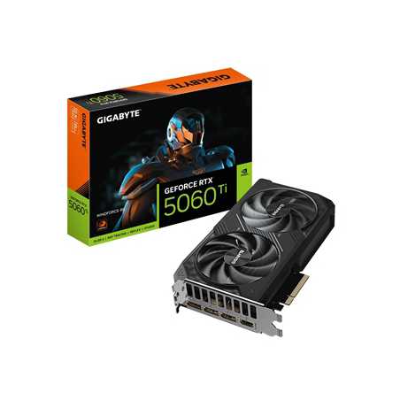 Gigabyte NVIDIA GeForce RTX 5060 Ti Windforce OC 16GB GDDR7 Graphics Card, 4608 CUDA Cores, 2587 MHz Core Clock, Dual Fan, 3x Di