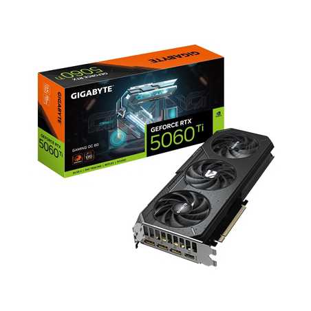 Gigabyte NVIDIA GeForce RTX 5060 Ti Gaming OC 8G Graphics Card, 8GB GDDR7, 4608 CUDA Cores, 2647 MHz Core Clock, Triple Fan, RGB