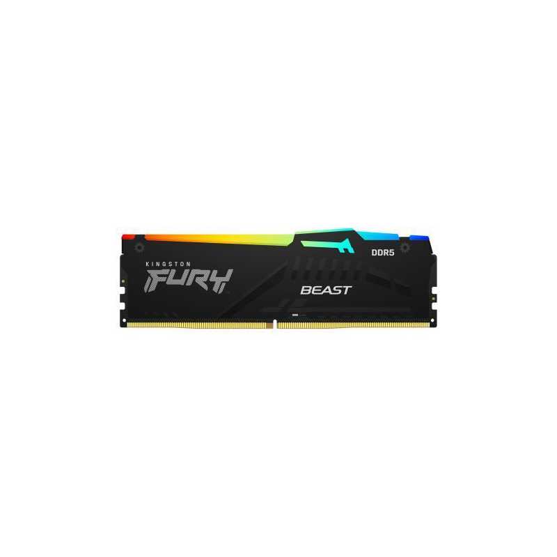 Kingston Fury Beast RGB 16GB, DDR5, 5200MHz, CL40, 1.25V, ECC, PMIC, Intel XMP 3.0, Black, DIMM Memory