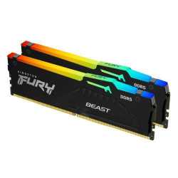 Kingston Fury Beast RGB 64GB Kit (2 x 32GB), DDR5, 5200MHz, CL40, 1.25V, ECC, PMIC, AMD EXPO & Intel XMP 3.0, Black, DIMM Memory