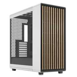 Fractal Design North XL RC Chalk White (TG Clear) Case w/ Clear Glass Window, ATX, 3 PWM Fans, USB-C, Oak Front, Reverse Connect