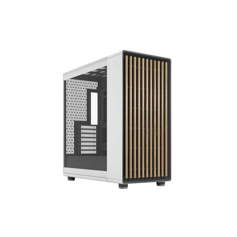 Fractal Design North XL RC Chalk White (TG Clear) Case w/ Clear Glass Window, ATX, 3 PWM Fans, USB-C, Oak Front, Reverse Connect