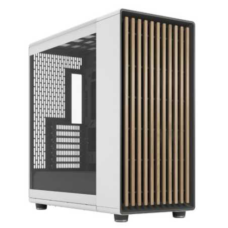 Fractal Design North XL RC Chalk White (TG Clear) Case w/ Clear Glass Window, ATX, 3 PWM Fans, USB-C, Oak Front, Reverse Connect