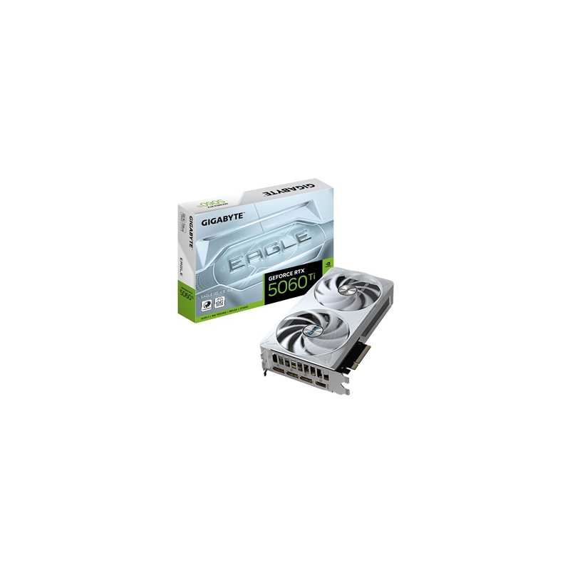 GeForce RTX 5060 Ti EAGLE OC ICE 16BG GDDR7 Graphics Card, 4608 CUDA Cores, 2617 MHz Core Clock, Dual Fan, 3x DisplayPorts / 1x 