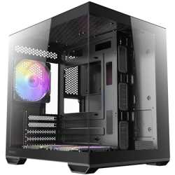 Antec CX60M ARGB Mini Tower Micro ATX Gaming Case, Black, Tempered Glass Panels, Dual Chamber Design, Vertical Cooling, Pre-Inst