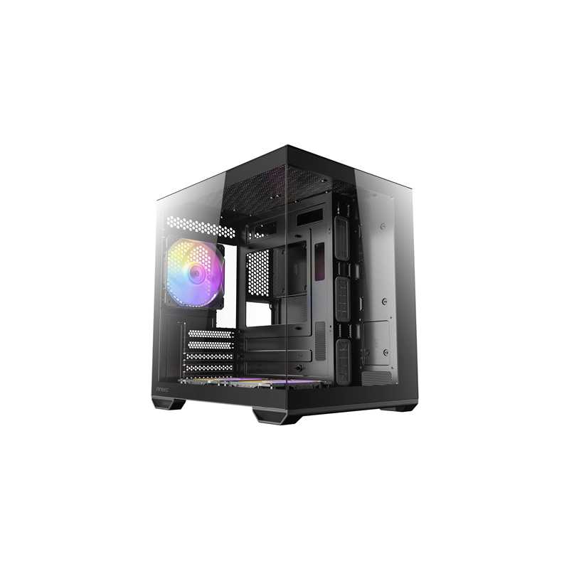 Antec CX60M ARGB Mini Tower Micro ATX Gaming Case, Black, Tempered Glass Panels, Dual Chamber Design, Vertical Cooling, Pre-Inst