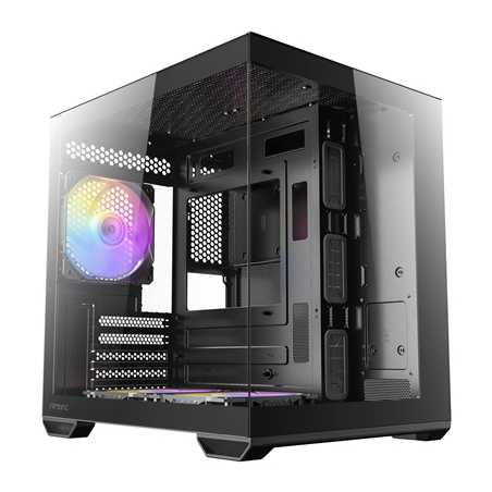 Antec CX60M ARGB Mini Tower Micro ATX Gaming Case, Black, Tempered Glass Panels, Dual Chamber Design, Vertical Cooling, Pre-Inst