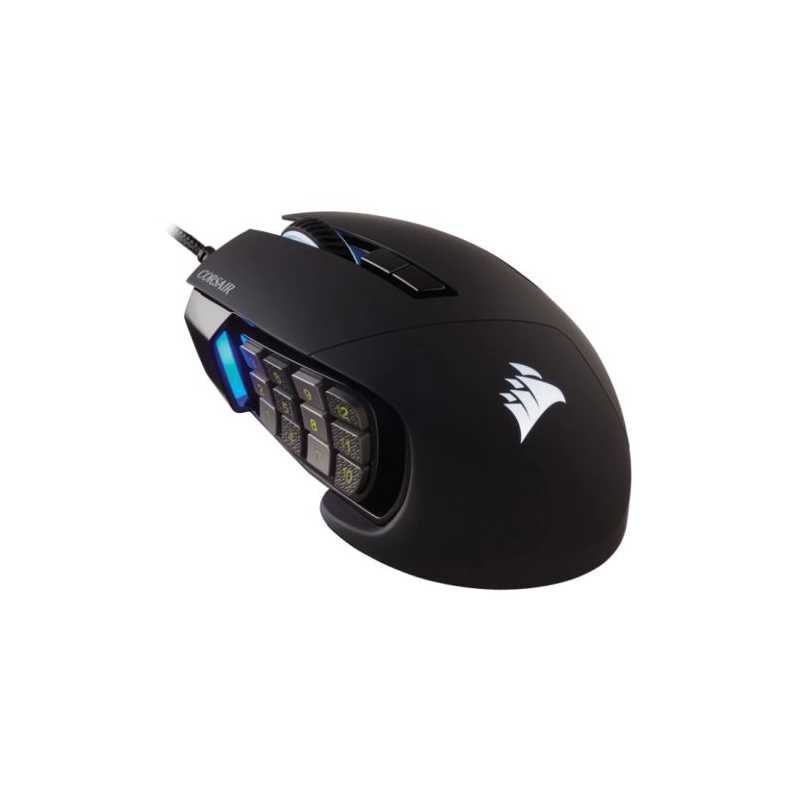 Corsair Scimitar RGB Elite Optical MOBA/MMO Gaming Mouse, 18000 DPI, 17 Programmable Buttons, Key Slider Control System, Black