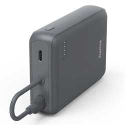 Hama Travel 10000mAh Fast Charge Powerbank, 2x USB-C, LED Capacity Indicator, Grey