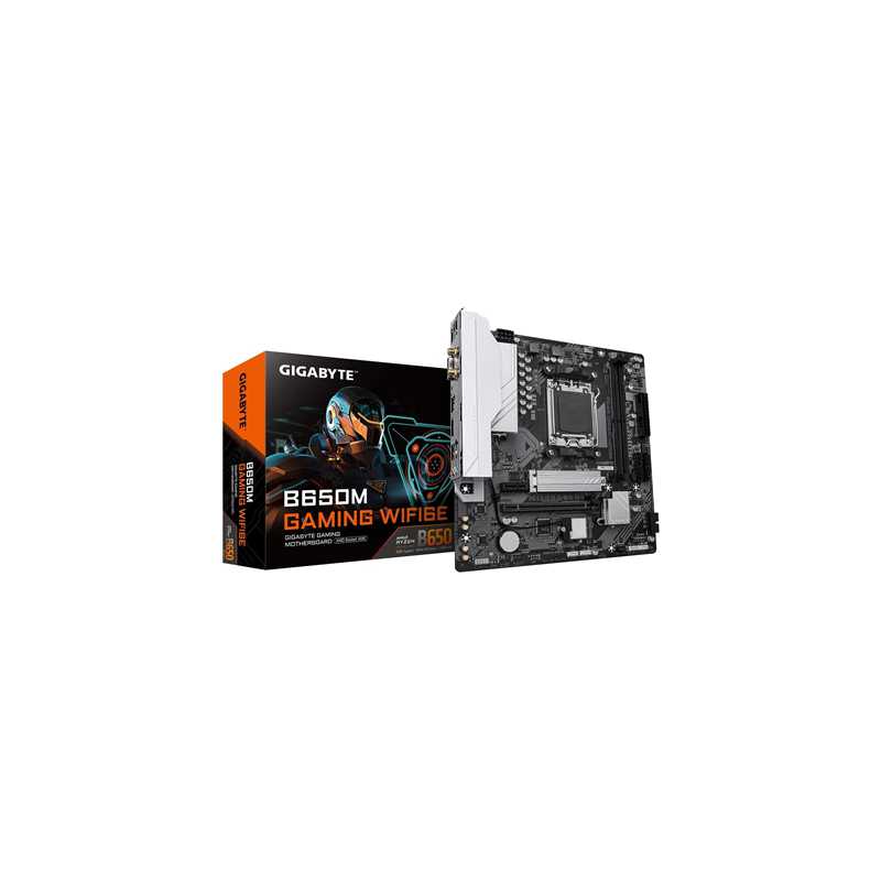 Gigabyte B650M GAMING WIFI6E (rev. 1.2) AMD AM5 Socket Motherboard, 2 x DDR5 DIMM Slots, 1 x M.2 Sockets, 2.5GbE LAN, 2.5GbE LAN