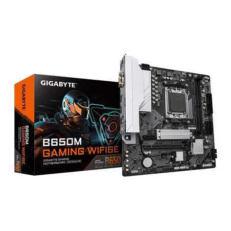 Gigabyte B650M GAMING WIFI6E (rev. 1.2) AMD AM5 Socket Motherboard, 2 x DDR5 DIMM Slots, 1 x M.2 Sockets, 2.5GbE LAN, 2.5GbE LAN