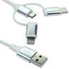 NEWlink 1.2m 3-in-1 USB Charging Cable, USB-A To USB Micro, USB-A To USB-C, USB-A to Lightning - White