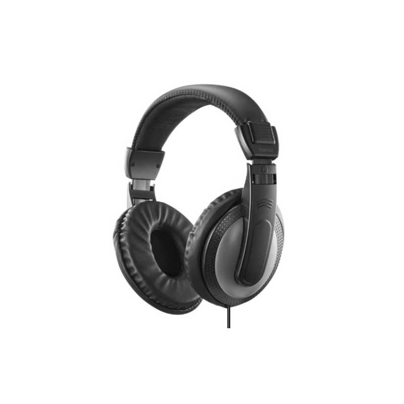 Hama (Shell II) Headphones, 3.5mm Jack (6.35mm Adapter), 40mm Drivers, 2m Cable, Padded Headband, Black/Dark Grey