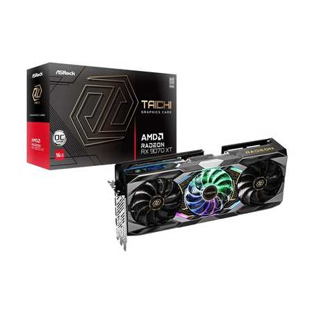 AsRockAMD Radeon RX 9070 XT Taichi 16GB OC GDDR6 Graphics Card, 4096 Streams, 3100MHz Boost Clock, Triple Fan, 3x DisplayPorts /