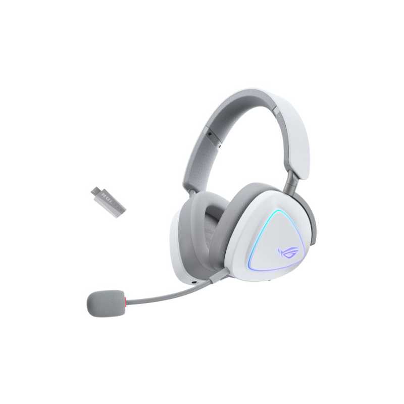 Asus ROG DELTA II Tri-Mode Wireless Gaming Headset, 2.4GHz/Btooth/3.5mm Jack, 50mm Titanium Drivers, DualFlow Audio, 110-Hour Ba