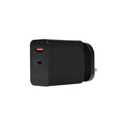 Powercool GaN 65W USB-C and USB-A Charger With 1.7m USB C To USB C Cable Included, Black