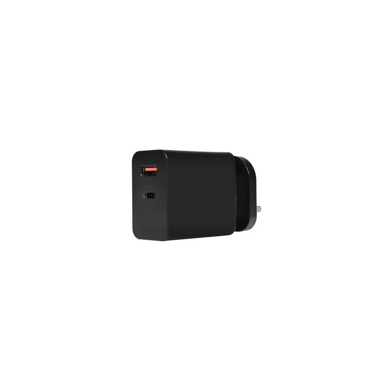 Powercool GaN 65W USB-C and USB-A Charger With 1.7m USB C To USB C Cable Included, Black
