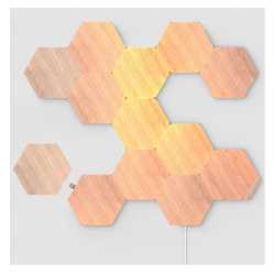 Nanoleaf Elements Hexagons Starter Kit (13-Panels), White Light, Wood Grain Finish, Create an Illuminated Display, Ultra-Thin Pa
