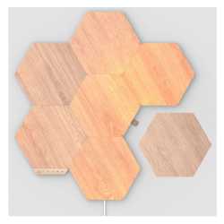 Nanoleaf Elements Hexagons Starter Kit (7-Panels), White Light, Wood Grain Finish, Create an Illuminated Display, Ultra-Thin Pan