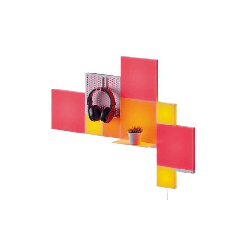 Nanoleaf RGB Blocks Combo XL Smarter Kit (10-Pack), Create an Illuminated Display,  Mix of Panel Sizes, Pegboard & Shelf, Screen