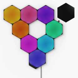 Nanoleaf Shapes Limited Edition Ultra Black Hexagons Starter Kit (9-Panels), RGB, Create an Illuminated Display, Ultra-Thin Pane