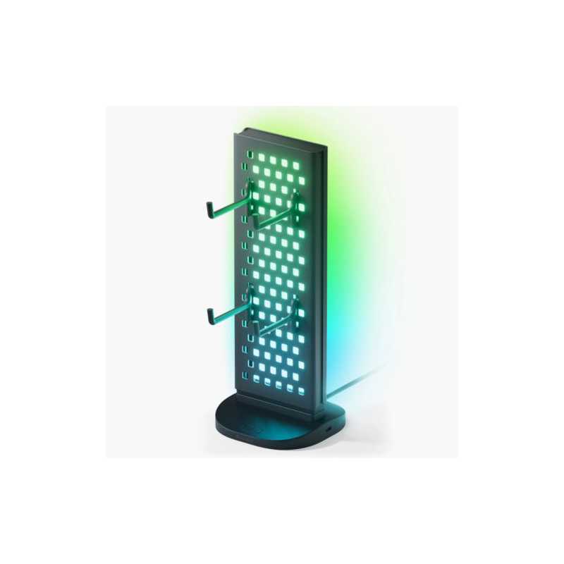 Nanoleaf Pegboard Desk Dock, USB Hub Base, 4 Pegboard Hooks, RGB Lighting with Real-time Screen Mirroring/Music Visualisation