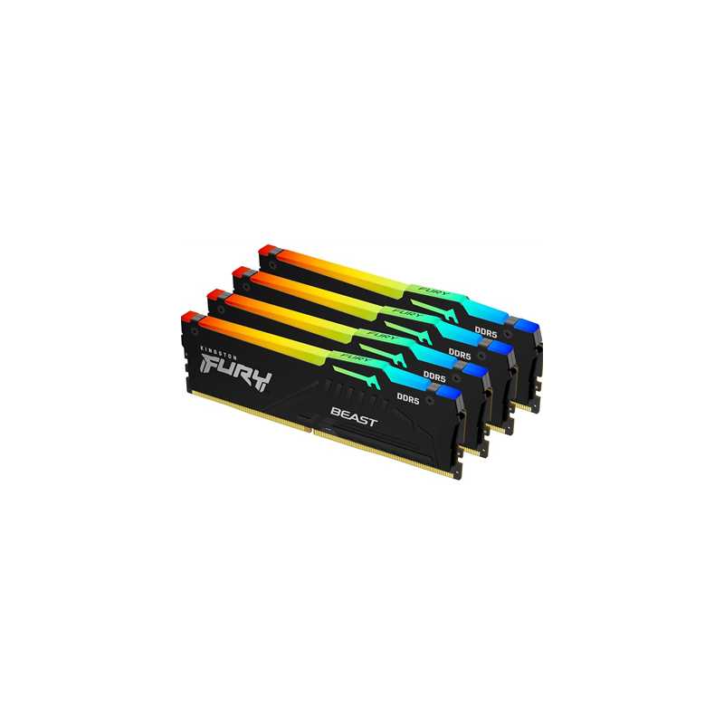 Kingston Fury Beast KF556C40BBAK4-128 128GB (32GB x4) DDR5, 5600MHz, CL40, DIMM, RGB, System Memory